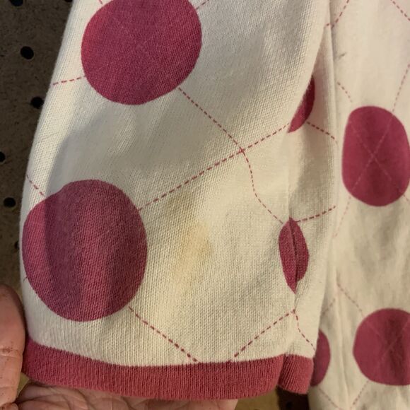 Preppy Sweater Set Polka Dot Argyle Vintage Cardigan Tank Pink Cute Femme Y2K 90 - Picture 5 of 12